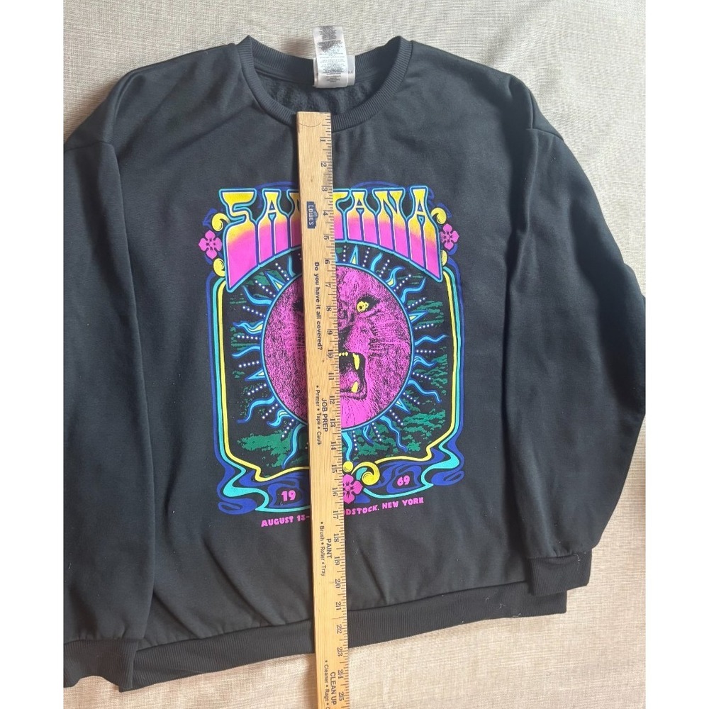 Carlos Santana Pullover Crewneck Woodstock 1969 Purple Lion Womens Large - Picture 7 of 9